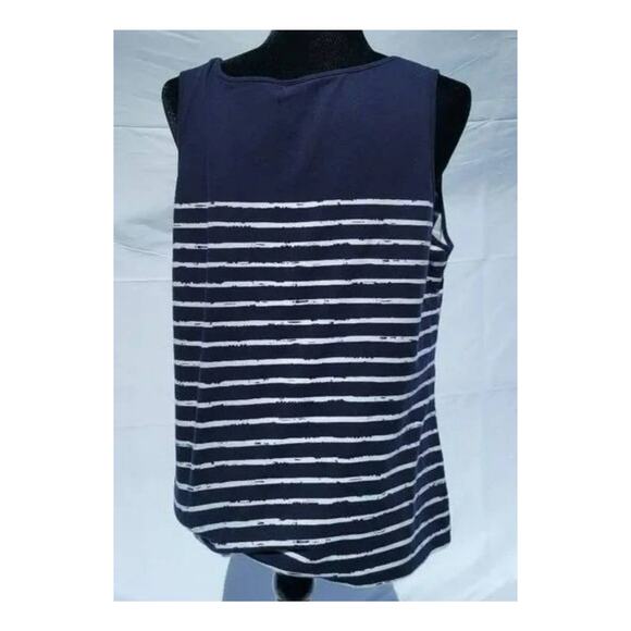 Ruby Rd. Navy Blue & White Short Sleeve Shirt Women's Large - Picture 3 of 4